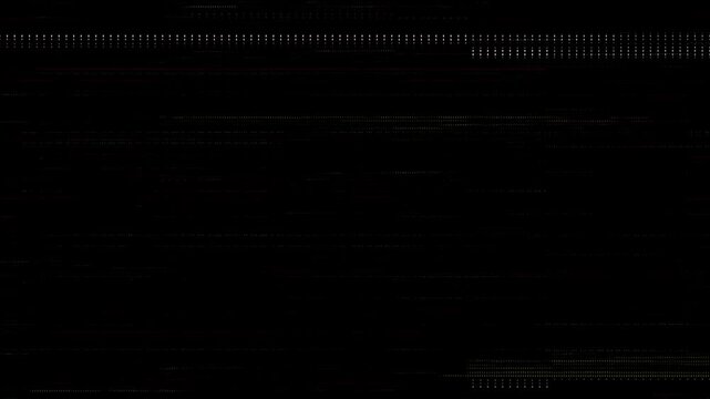 Subtle digital glitch overlay texture with horizontal scanlines and static noise on a black background.