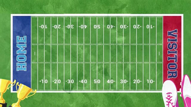 American Football Field With Home and Visitor Design.
