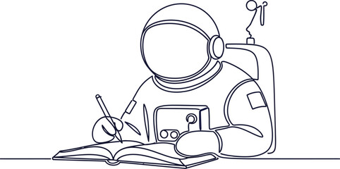 Astronaut studying in space a sketch of knowledge and exploration © JUWEL