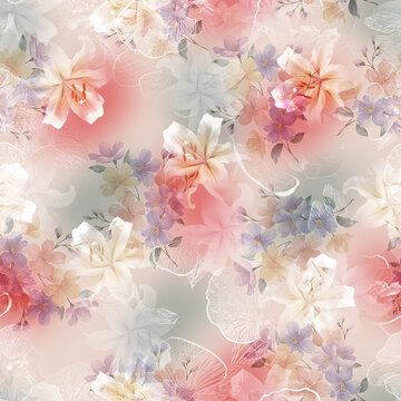 abstract with wild lily floral and abstract  background with flowers and rich pastle color backbround