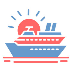 Naklejka premium Cruise Sunset Vector Icon