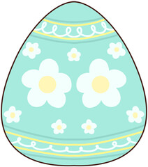 Decorative light blue Easter egg with white flower pattern
