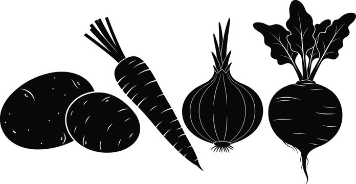 Set of root vegetable silhouettes and icons including potato carrot onion and beetroot

KeywordsSet of root vegetable silhouettes and icons including potato carrot onion and beetroot

Keywords