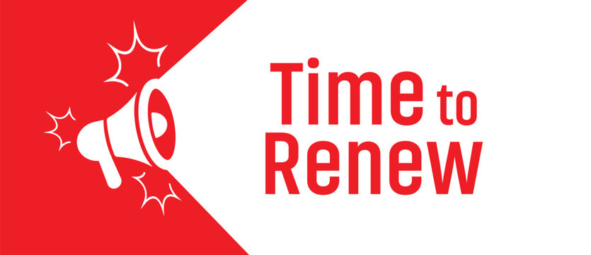 time to renew sign on white ackground