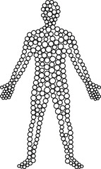 Fototapeta premium human, figure, dot, pattern, circle, silhouette, people, body, outline, abstract, vector, graphic, design, monochrome, blackwhite, dotted, person, shape, illustration, artwork