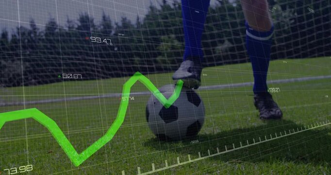 Male soccer player trapping under cleat and practicing feints with grid-graph tracking performance