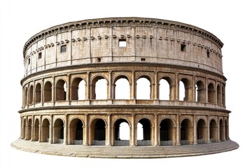 Naklejka premium Ancient Roman Colosseum, iconic architecture, historic amphitheater. Colosseum stands as a symbol of Rome, ancient history, and Roman engineering marvel.