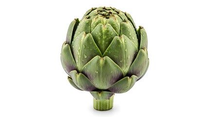 Fototapeta premium A vibrant green artichoke on a clean white background for healthy eating