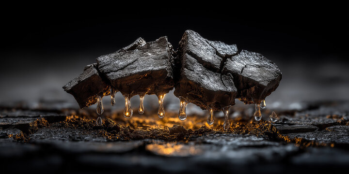 Cracked molten rock dripping lava