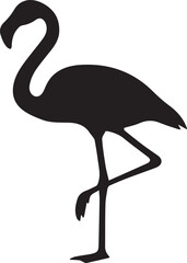 Obraz premium Tropical Flamingo Silhouette Standing Bird Vector