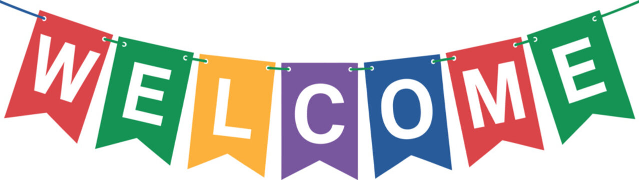 Colorful Welcome Banner Flags Isolated Transparent Background Design