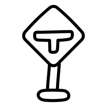 A unique design icon of T intersection board  