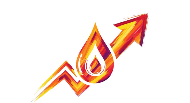 Rising Energy Prices: Oil Drop Icon with Upward Arrow Graph
