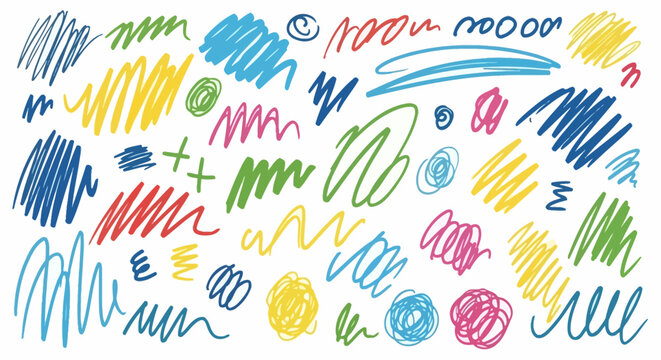Colorful Scribble Background: Abstract Hand-Drawn Shapes, Doodle Art, Vibrant Colors
