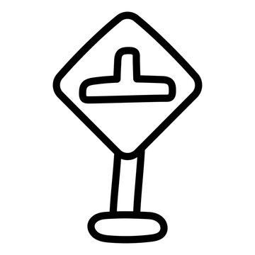 A unique design icon of T intersection board  