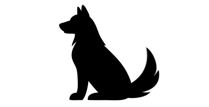 black dog silhouette wagging tail