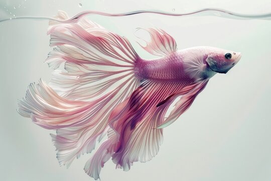 Elegant pink betta fish swimming