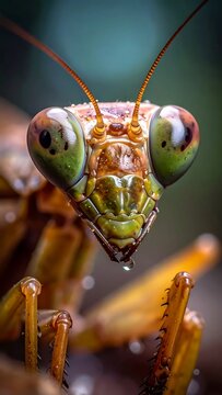 Intense Gaze - A Praying Mantis Portrait in Macro Detail.