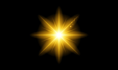 Obraz premium Radiant golden starburst a brilliant light explosion on black background