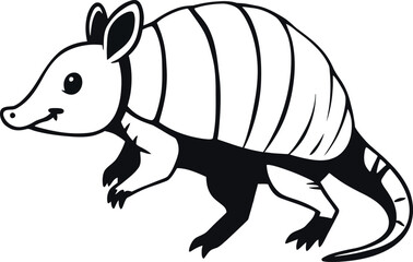 Fototapeta premium Cute cartoon a illustrator silhouette Armadillo