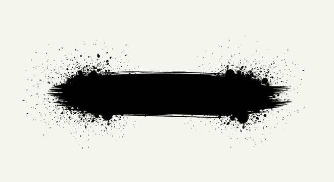 Black Ink Splatter Brush Stroke Banner - Grunge Abstract Texture Background