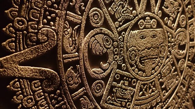Mayan Stone Calendar Close Up
