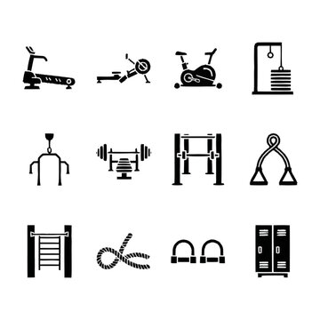 Clean Gym Icons Fitnesss vector composition with balanced shapes and modern illustrative charm, suited to brochures, presentations, websites, and branding