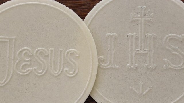 Consecrated communion hosts. Christian Catholic Celebration