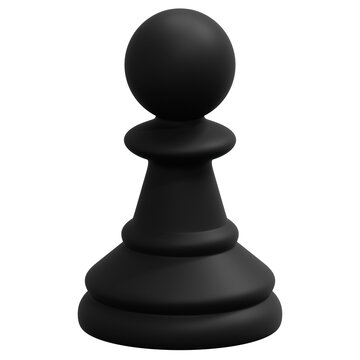 3D Black Chess Pawn Standing On Round Base