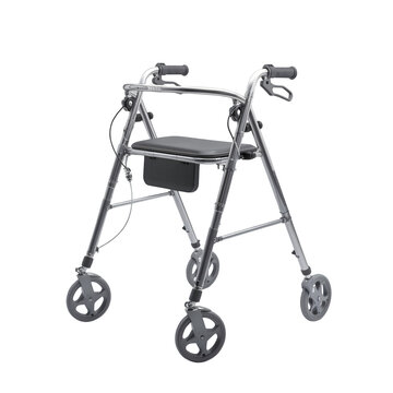 Adjustable walker frame for patient support on white background