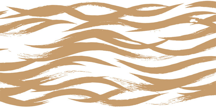 Abstract lion and tiger skin vector illustration with seamless floral patterns featuring green leaves and golden wheat textures for a natural summer wallpaper design