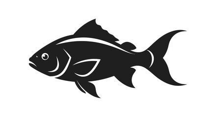 Fototapeta premium Minimalist graphic fish silhouette in black and white, suitable for various design projects