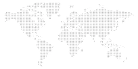 Fototapete Weltkarten Worldwide map with dots in flat style. Dotted world map vector illustration on isolated background. Continent cartography sign business concept.  © Lysenko.A