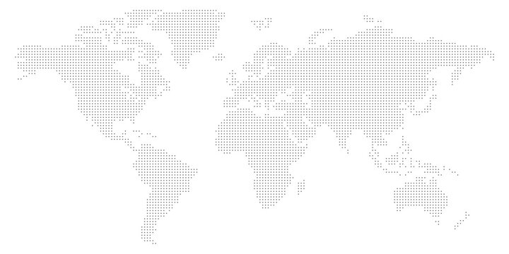 Worldwide map with dots in flat style. Dotted world map vector illustration on isolated background. Continent cartography sign business concept.