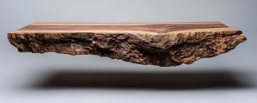Elegant walnut live edge table top showcasing natural wood grain and rich texture