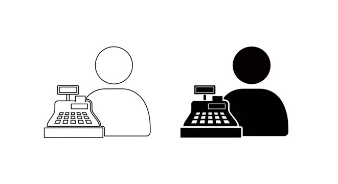 Two individuals at a desk using a vintage typewriter in a minimalist illustration.