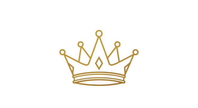 Minimalist Golden Crown Illustration on White Background, Royalty Emblem, Vector Design