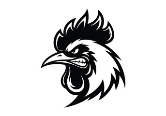 Fototapeta premium Angry rooster mascot head vector illustration: Gaming logo - Gaming Mascot - esport mascot vector illustration Logo, Mascot, E-Sport, vector mascot - Mascot Logo