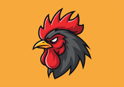 Aggressive rooster head with red comb illustration: Gaming logo - Gaming Mascot - esport mascot vector illustration  Logo, Mascot, E-Sport, vector mascot - Mascot Logo