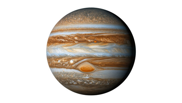 Vibrant Jupiter Planet with Brown Bands and Swirling Cloud Patterns
