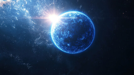 Fototapeta premium blue sun circle energy light, space, sky