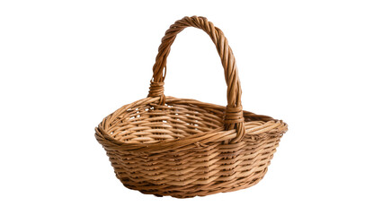 Obraz premium Rustic Woven Wicker Basket with Handle and Circular Form