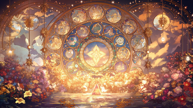 抽象的な構図で精神性と幻想を融合させたスピリチュアルデジタルアート、エネルギーの流れや意識の広がりを表現した神秘的なビジュアル、瞑想や癒しのテーマにも適した高品質背景素材