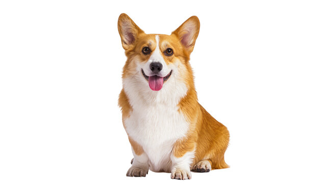 Orange Pembroke Welsh Corgi Dog Sitting with Happy Expression