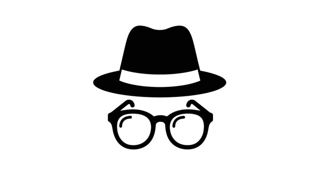 Silhouette illustration of a fedora and glasses representing mystery and anonymity