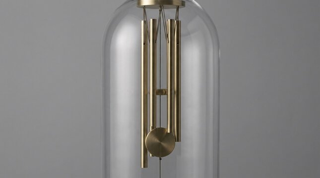 Whispering wind chimes hanging perfectly still in a vacuum distinctly symbolize the frustrating inability to voice deep internal suffering.