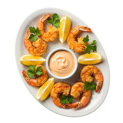 Fototapeta premium A plate of succulent shrimp with dipping sauce