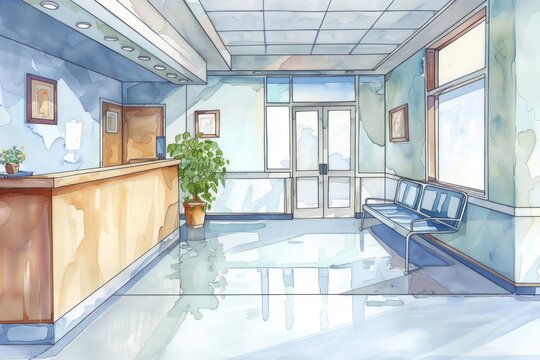 Hospital architecture furniture flooring.