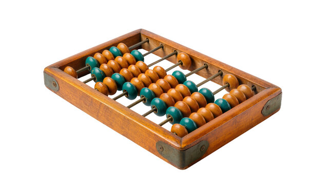 Vintage Wooden Abacus with Brown and Green Beads for Calculation
