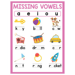Obraz premium vowels activities worksheet for kids page 04